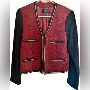 Mango Women's Burgundy and Black Blazer